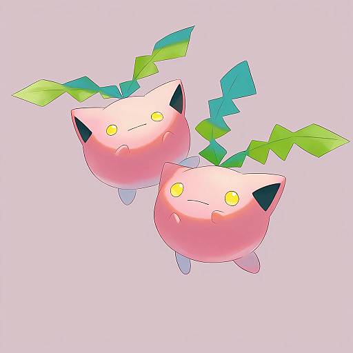 Illustration of Hoppip, pokemon in the style of Km yama