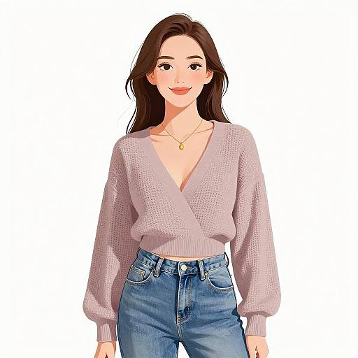 Smiling Woman in Casual Chic Outfit