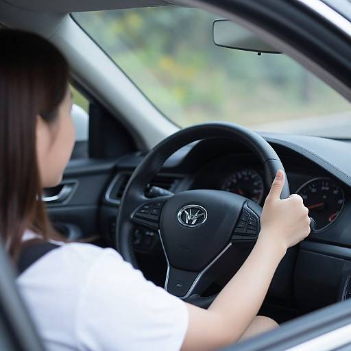 Woman Showing Proper Driving Ergonomics