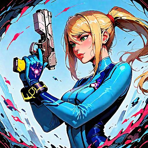 Samus Aran in Blue Bodysuit