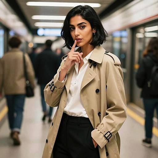 Confident Middle Eastern Woman in Trench Coat