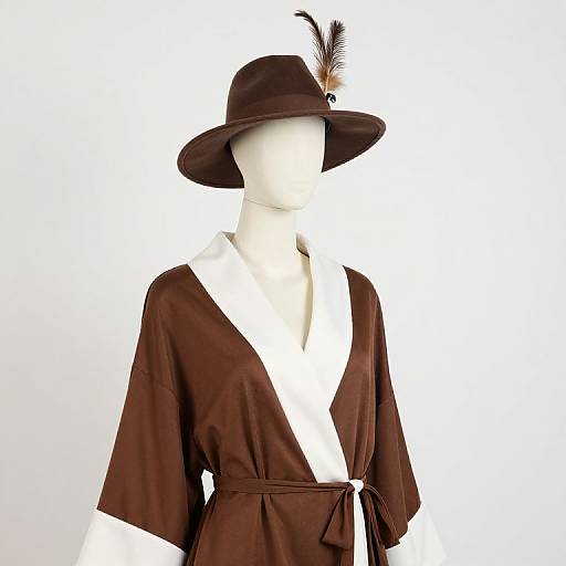 Mannequin in Brown Robe and Feathered Hat