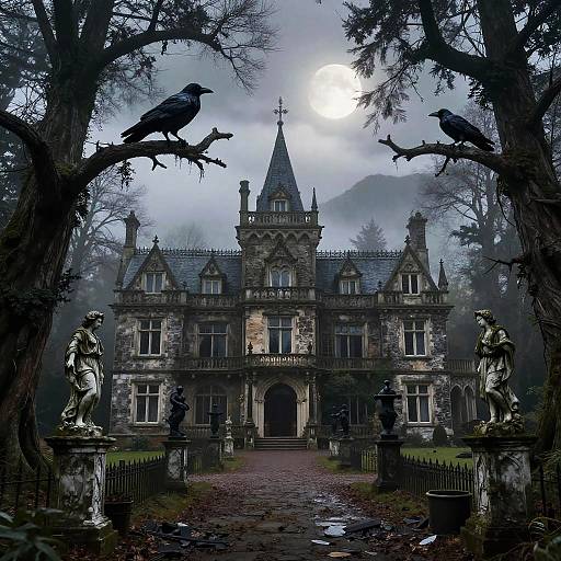 Ravencroft Gothic Estate at Night