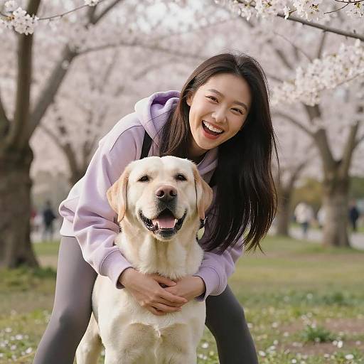 Joyful Moments in a Blooming Park
