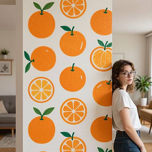 Modern Apartment Wall with Orange Pattern