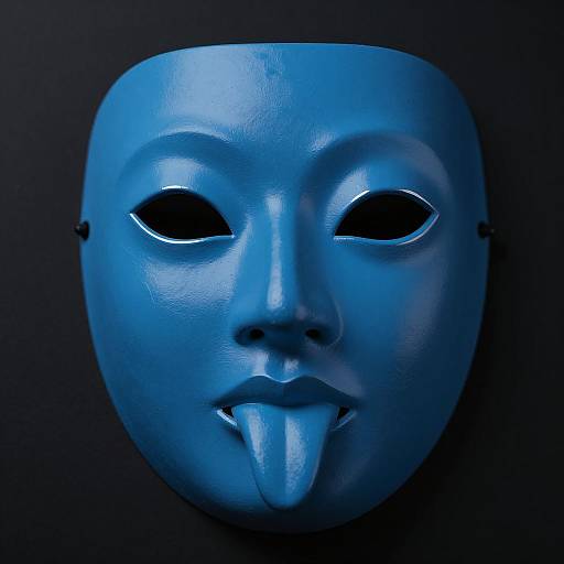 Surreal Blue Mask with Neon Highlights