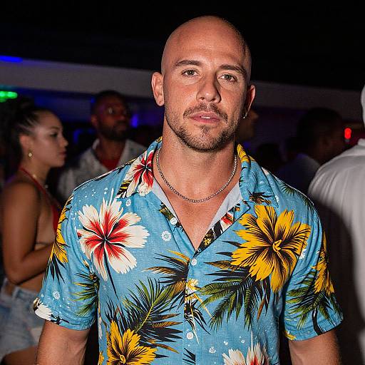 Bald Man in Caribbean Party Dress