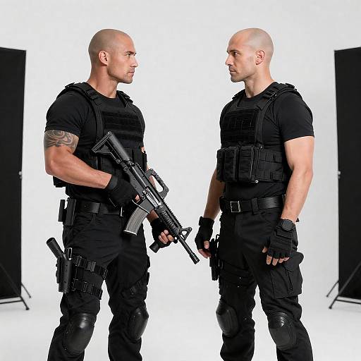 Two Bald Operatives in Tactical Gear