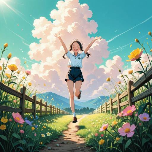 Joyful Boy Jumping in Nature's Splendor