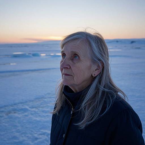 Elderly Slavic Woman in Arctic Light