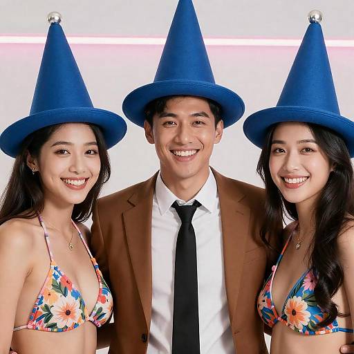 Joyful Group in Festive Attire