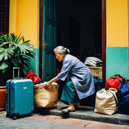 Elderly Woman Packing Luggage in Ho Chi Minh City