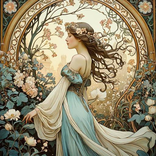 Ethereal Woman in Ornate Floral Garden Ethereal Woman in Ornate Floral Garden