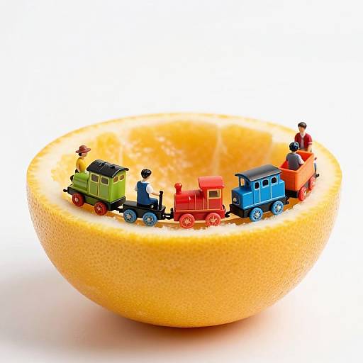 Miniature Train Circling Fruit Rim