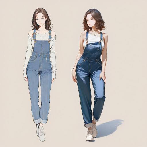 Charming Lady in Casual Overalls Portrait Charming Lady in Casual Overalls Portrait