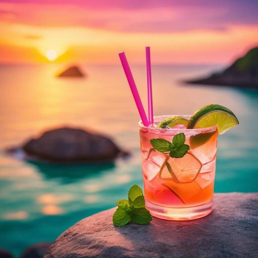 Tranquil Sunset Cocktail Scene