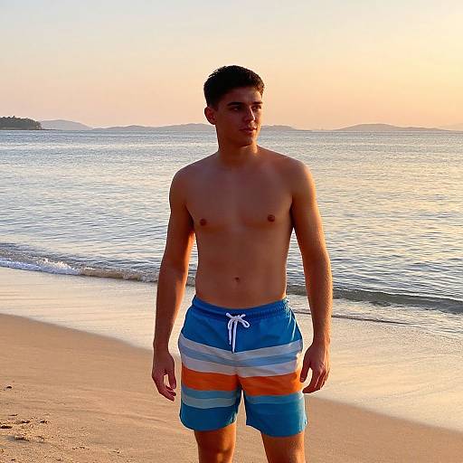 Athletic Man on Sunset Beach