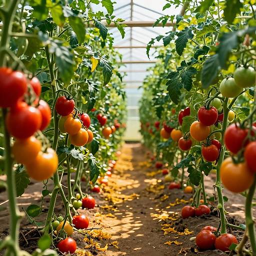 Lush Tomato Greenhouse Scene