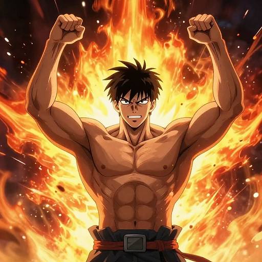 Muscular Anime Victory Pose