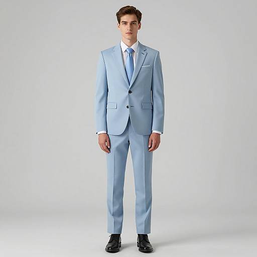 Elegant Young Man in Light Blue Suit