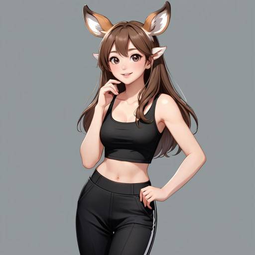 Serene Deer Girl in Thoughtful Pose Serene Deer Girl in Thoughtful Pose