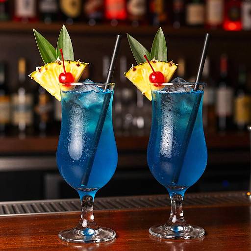 Vibrant Blue Cocktails in Elegant Goblets