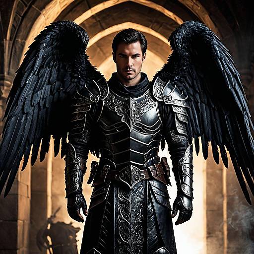 Dark Angel Warrior in Black Armor