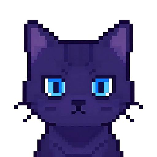 Pixel Art Cat with Blue Eyes