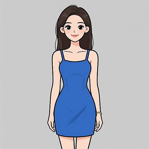Smiling Woman in Royal Blue Dress