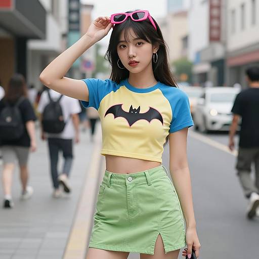 Trendy Young Woman in Busy City