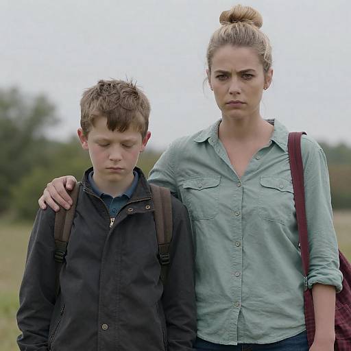 Emotional Portrait of Boy and Woman
