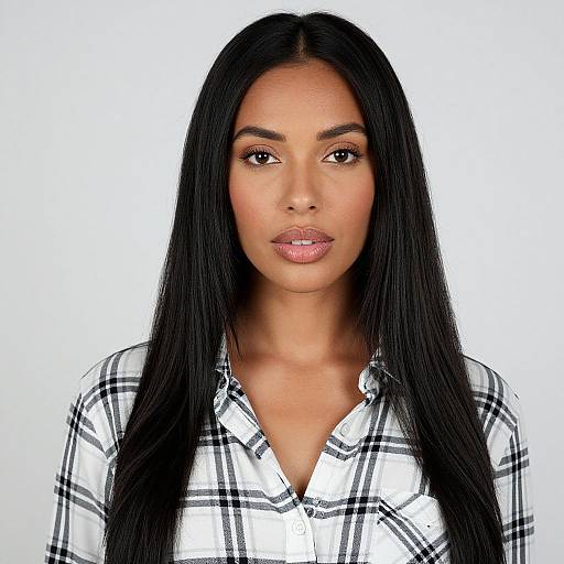 Portrait of Woman with Plaid Shirt