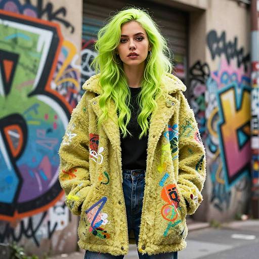 Neon Green Hair Street Artist Fashion