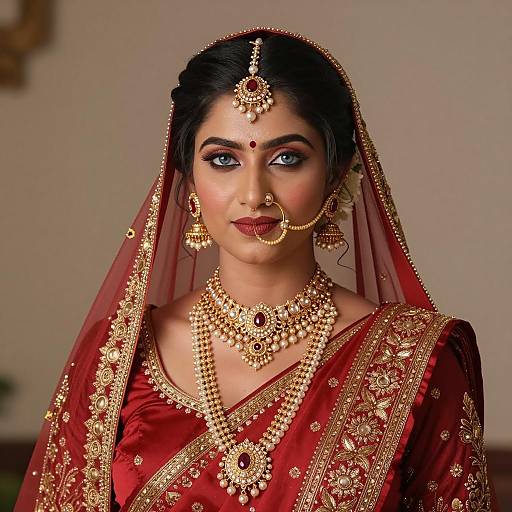 Indian Bride in Traditional Red Saree