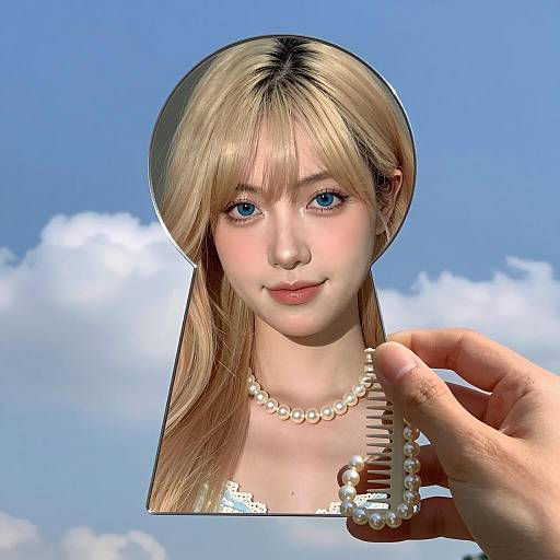 Blonde Beauty in Keyhole Reflection