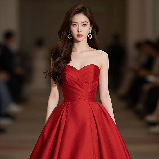 Elegant Red Ball Gown Portrait