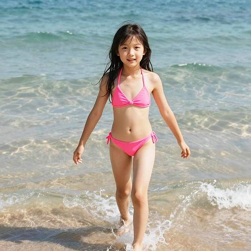 Realistic Teen Bikini Beach Scene