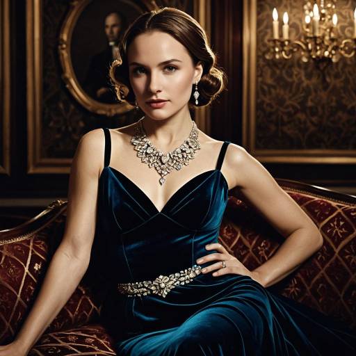 Elegant Woman in Velvet Evening Dress