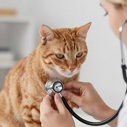 Blonde Veterinarian Examining Orange Tabby Cat
