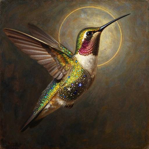 Astral Hummingbird Oracle in Rembrandt Style
