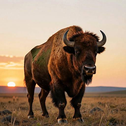Regal Bison Portrait at Sunset