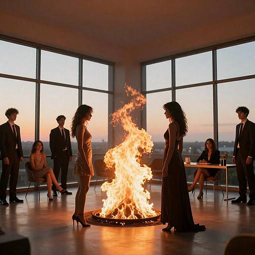 Sunset Confrontation: Fire Between Women