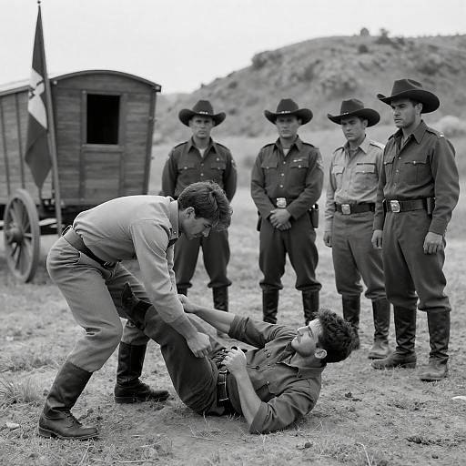 Dramatic Western Showdown in Monochrome
