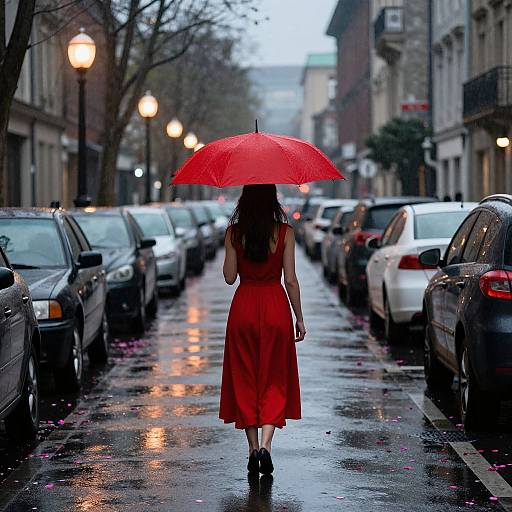 Romantic Rainy City Street Scene