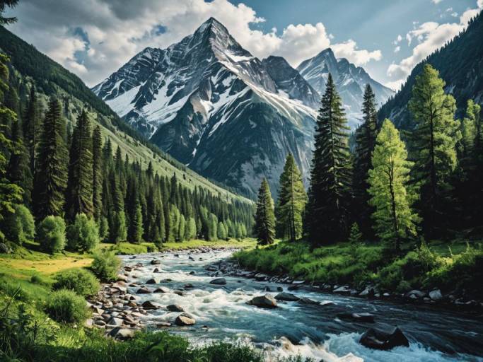Stunning Mountain River Nature Scene