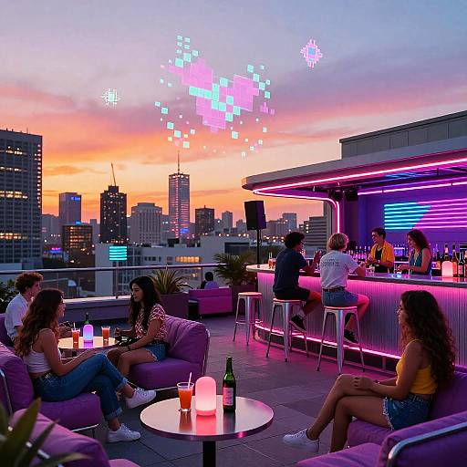 Vaporwave Rooftop Sunset Party