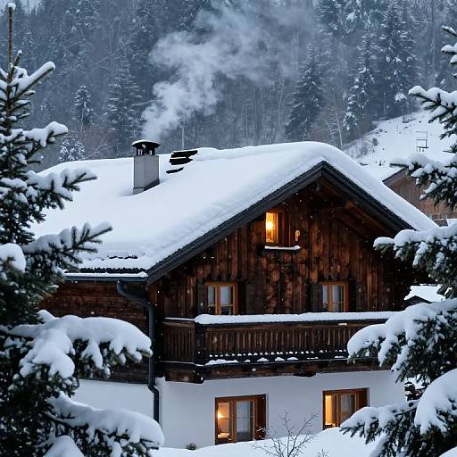Snow-Covered Alpine Chalet in Winter