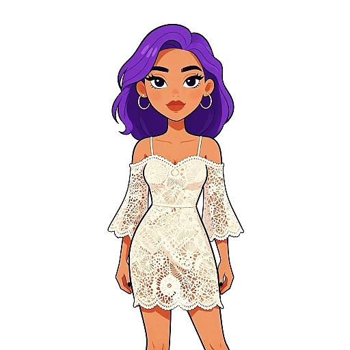 Boho Chic Woman in Ivory Lace Dress