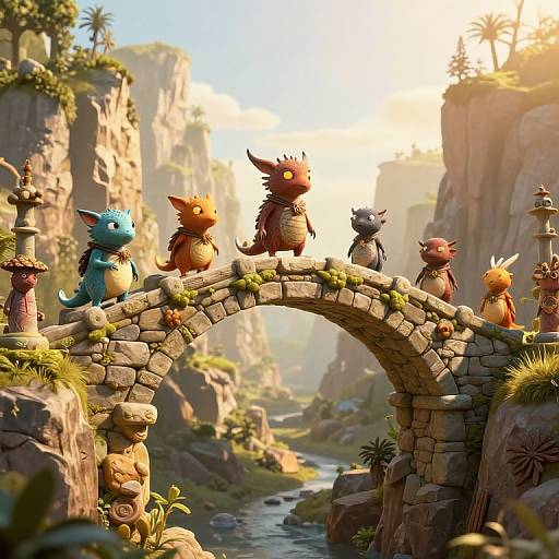 Whimsical 3D Mythical Stone Bridge