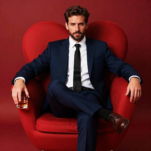 Sophisticated Man on Heart-Shaped Chair